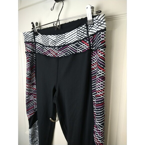 Free2be Black Breathable Leggings Side Multi Color Stripes. Size L - Picture 3 of 13